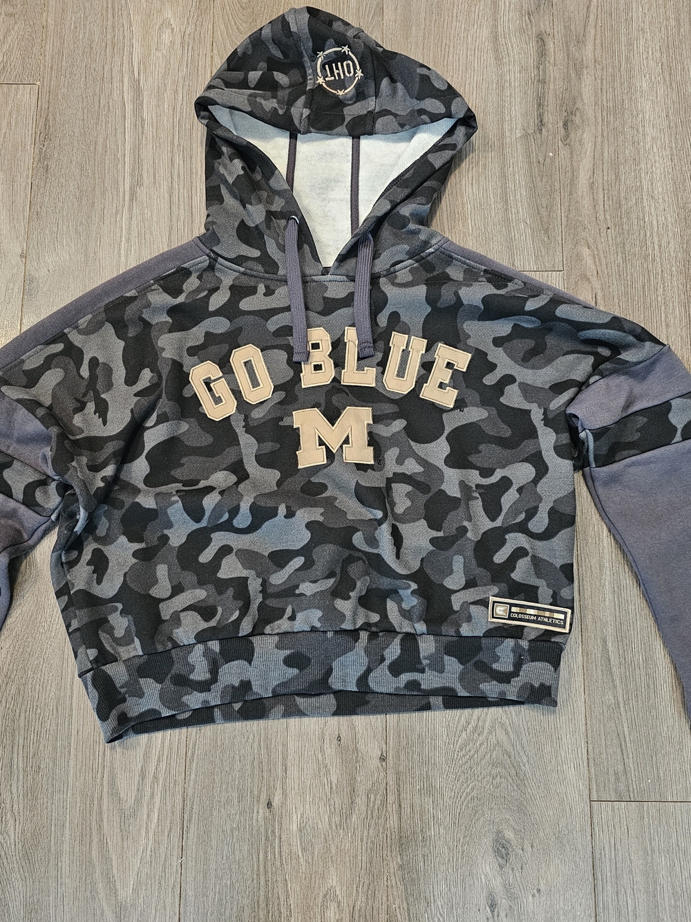 Women's 'Go Blue' Camo Hooded Sweatshirt - Black/Gray
